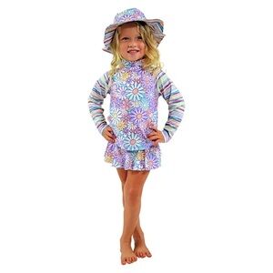 UV Skinz lavender and peach Rashguard Swimwear